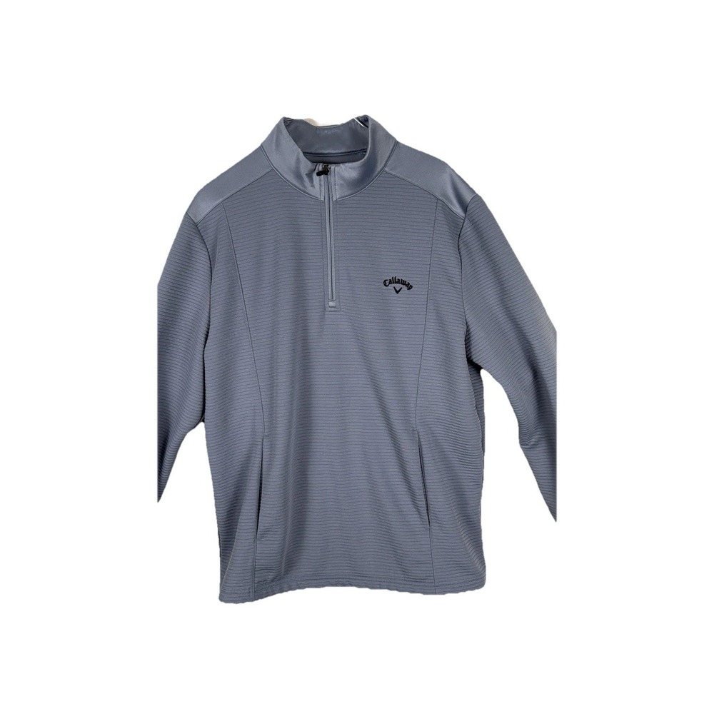 Callaway 1/4 Zip Pullover Mens L Large Gray Opti-Dri Ribbed Golf Athleisure